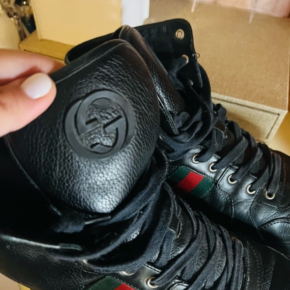 Vintage Men gucci coda high top sneakers in black leather - Picture 3 of 9